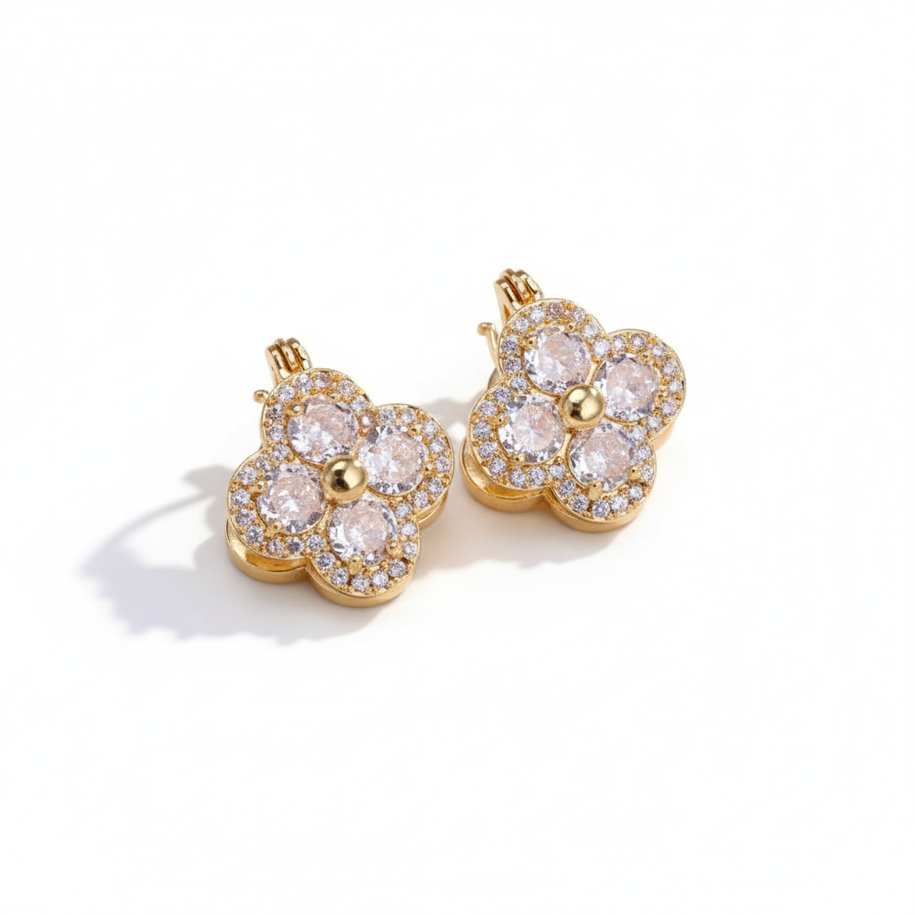 Luxe Zirconia Clover Earrings