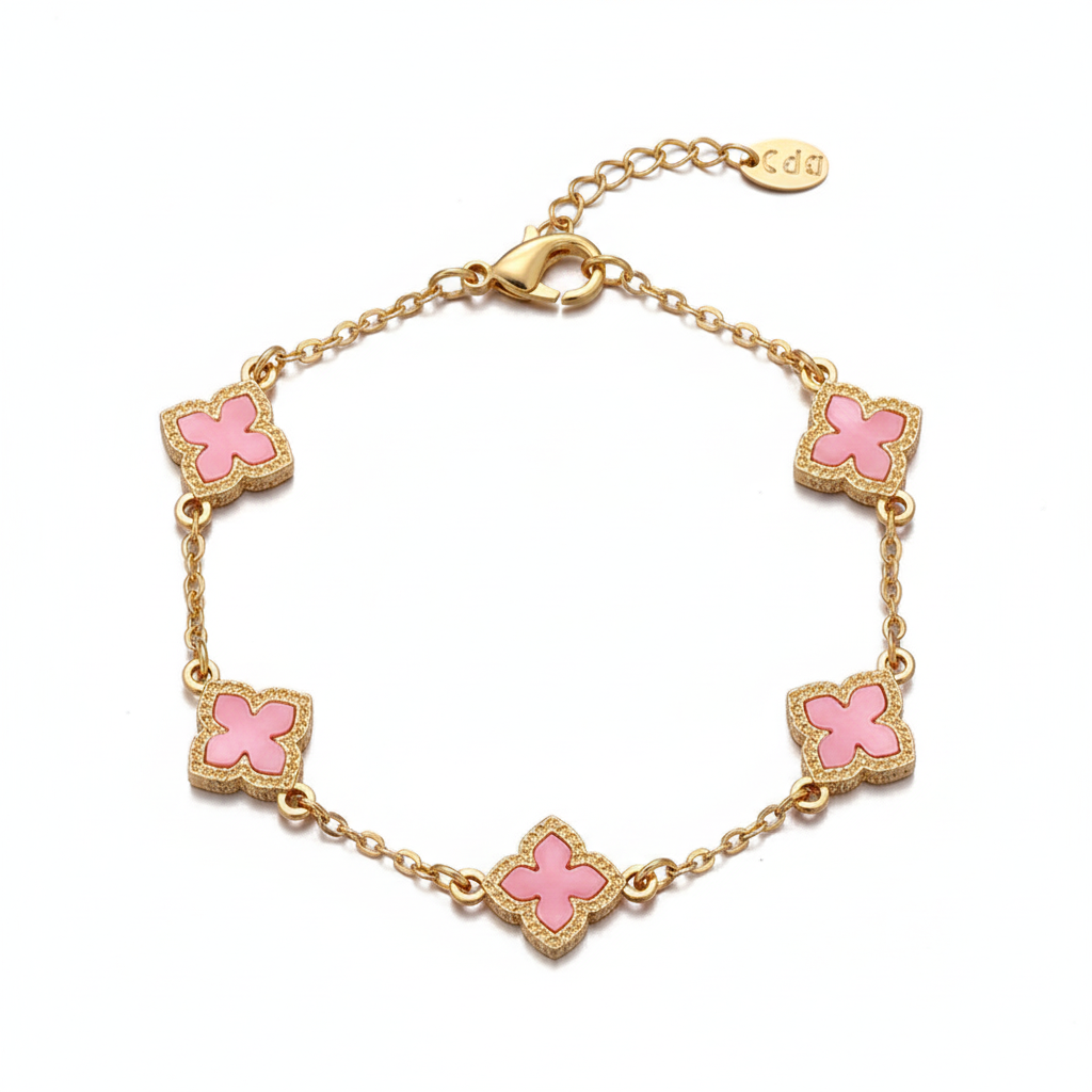 Pink Lucky Clover Plated Bracelet