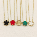 Five clover necklaces collection on white background