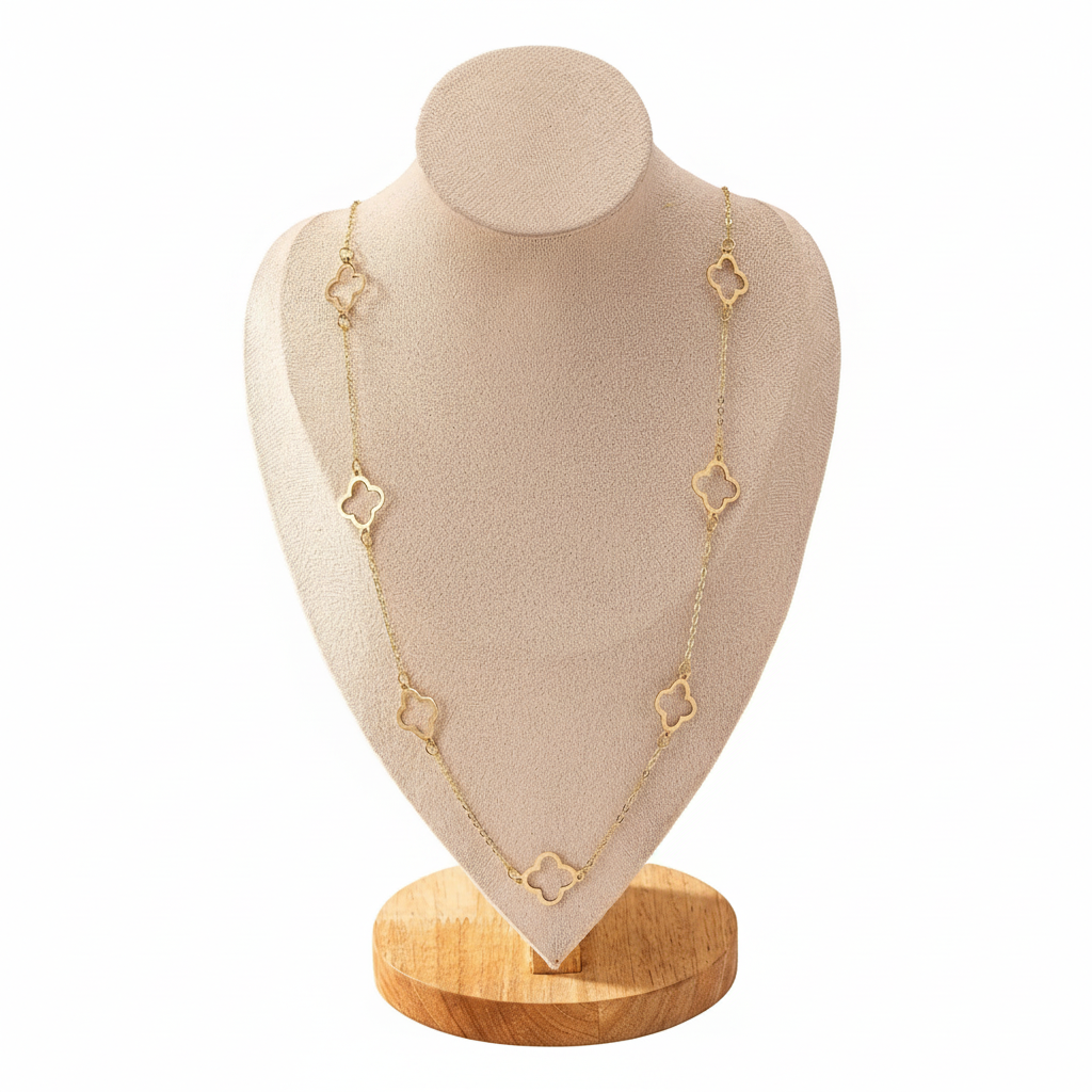18K Plated Gold Four Leaf Clover Necklace