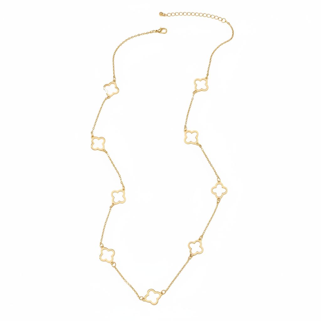 18K Plated Gold Four Leaf Clover Necklace