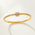 Gold diamond bracelet on white background