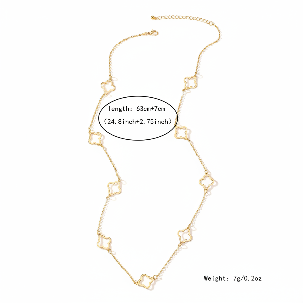 18K Plated Gold Four Leaf Clover Necklace