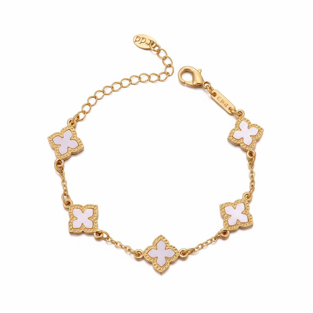Lucky Clover Plated Bracelet on white background