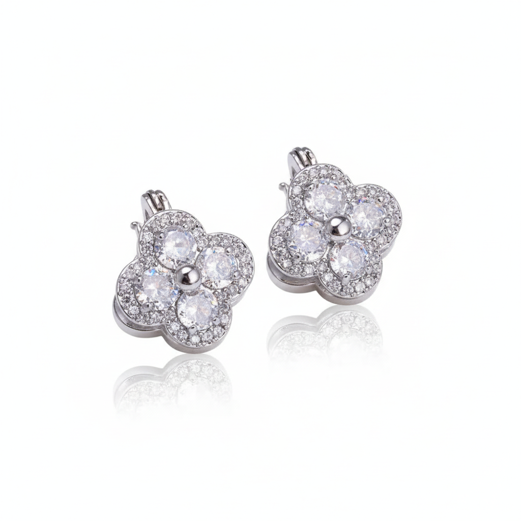 Luxe Zirconia Clover Earrings
